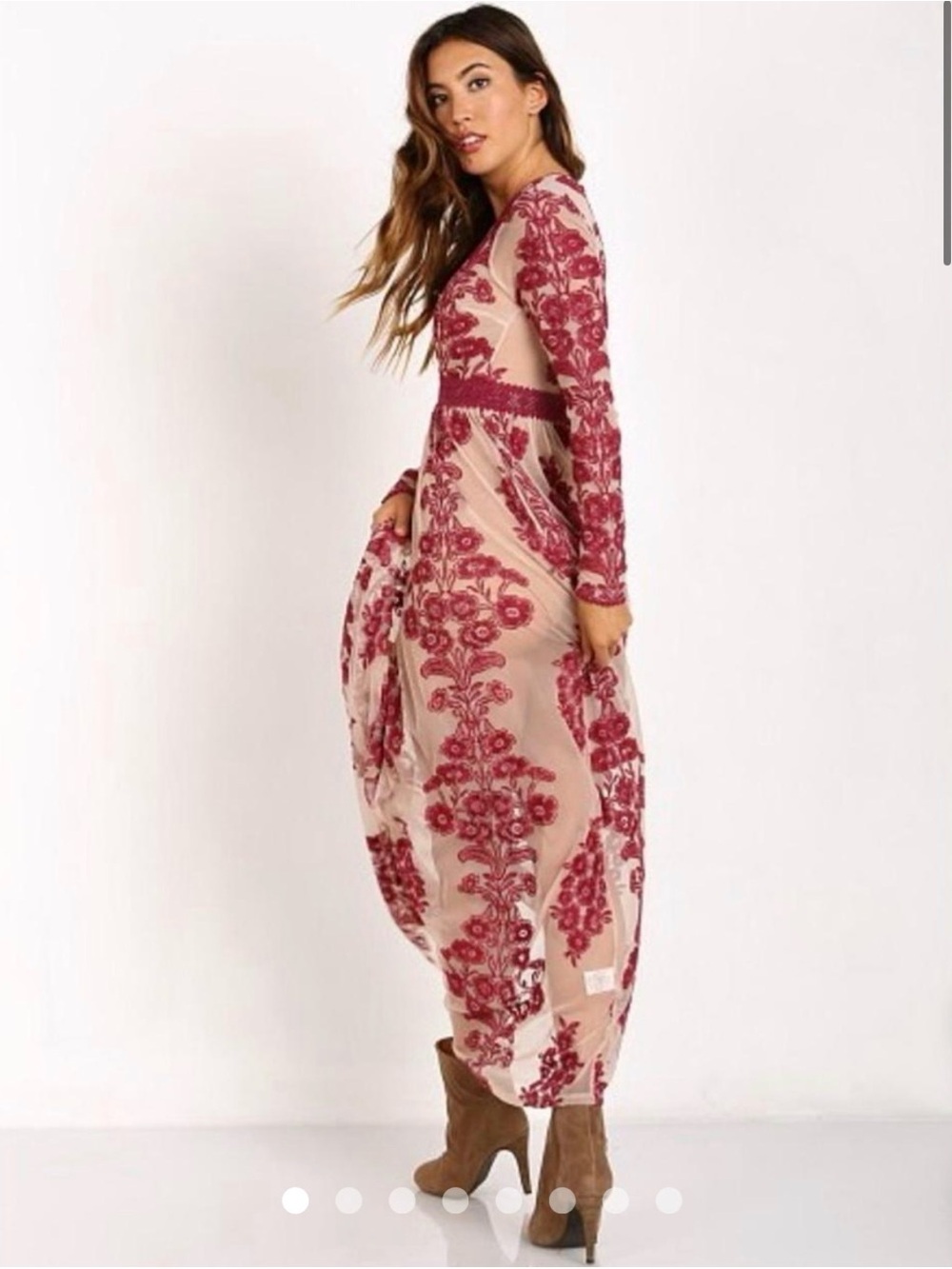 FOR LOVE & LEMONS x Free People - Floral Temecula Long Sleeve Sheer Maxi Dress